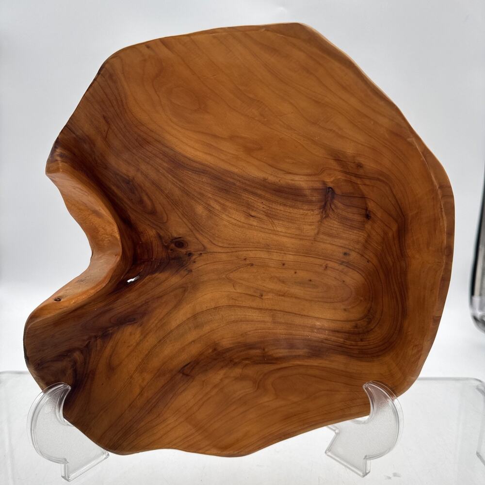 Large 10” x 9.5” x 4” Burl Wood Bowl Hand Turned Natural Live Edge